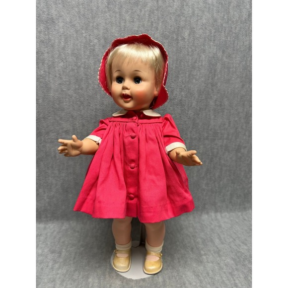Madame Alexander Other - Madame Alexander Vintage Doll Girl 18in Pink Coat Dress Bonnet  Retro